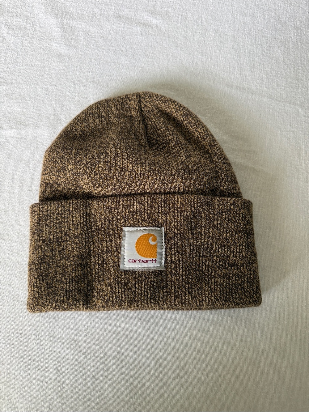 Carhartt Brown Marled Cuffed Beanie with Logo Patch